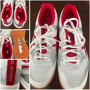 Asics Gel Rocket White and Classic Red